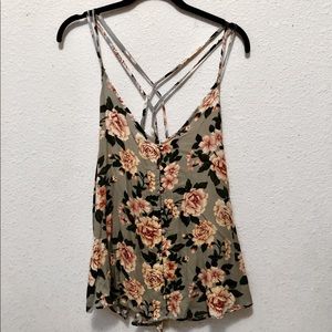 American Eagle floral spaghetti crossback tank top